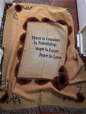 Inspirational Sunflower Throw Blanket - Golden Brown